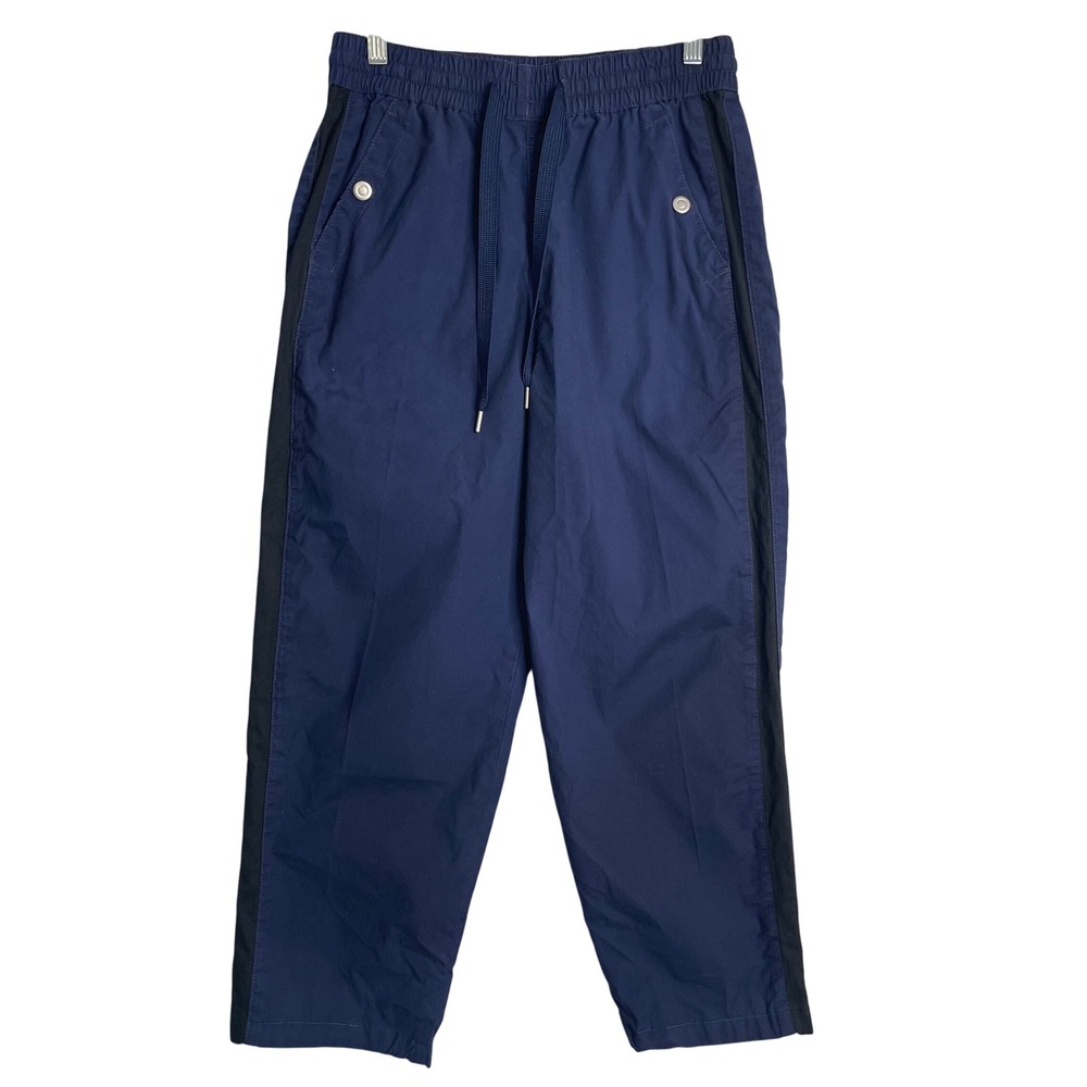 Anthropologie Maeve‎ Tenley Twill Track Pants Womens S Navy Blue Tuxedo Stripe